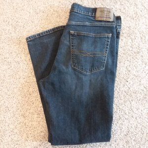 Men's Signature Levi Strauss Distressed Dark Wash Athletic Jns 36 x 32